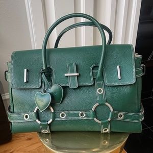 Forest green leather Luella designer handbag